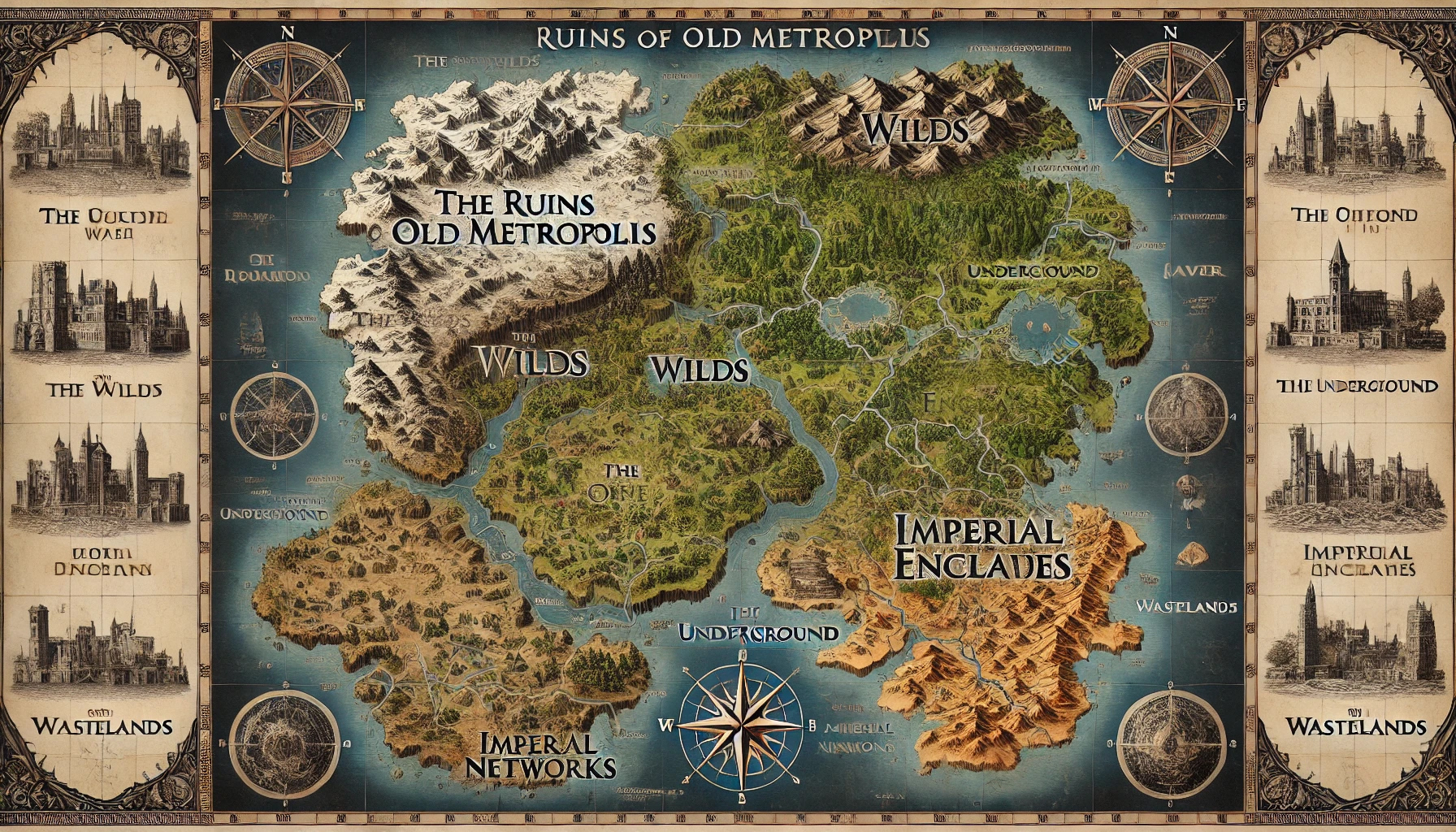 Early concept map of the world of Rage Fall