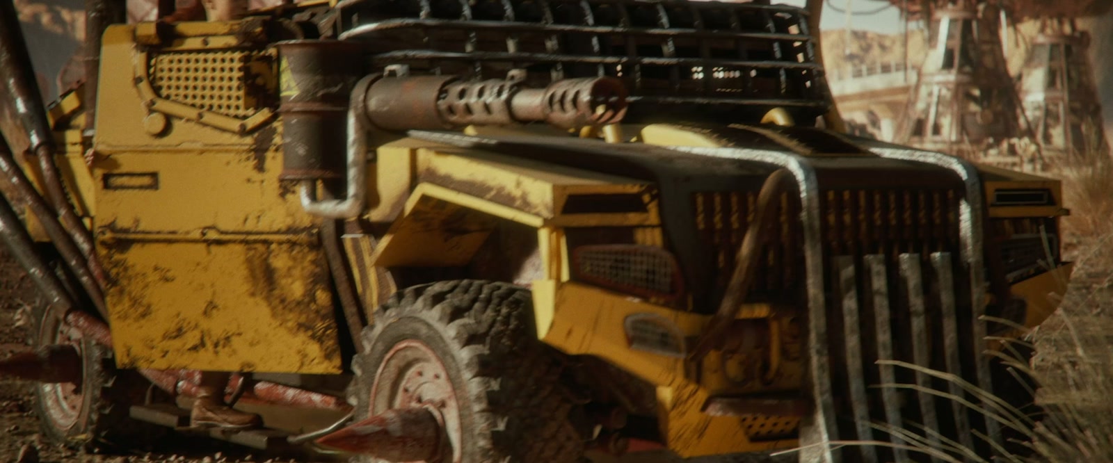 A heavily modified armored vehicle